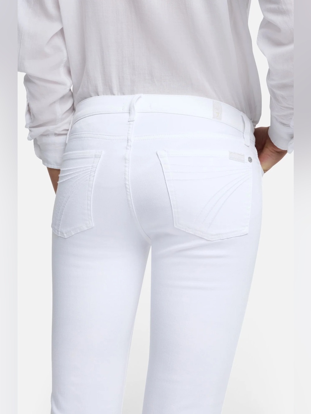 7 For All Mankind Slim Illusion Tailorless Dojo Boot Cut Jean White Women’s 28